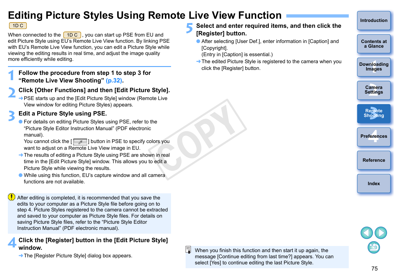 P.75, Cop y | Canon EOS Rebel T5i 18-55mm IS STM Lens Kit User Manual | Page 76 / 110