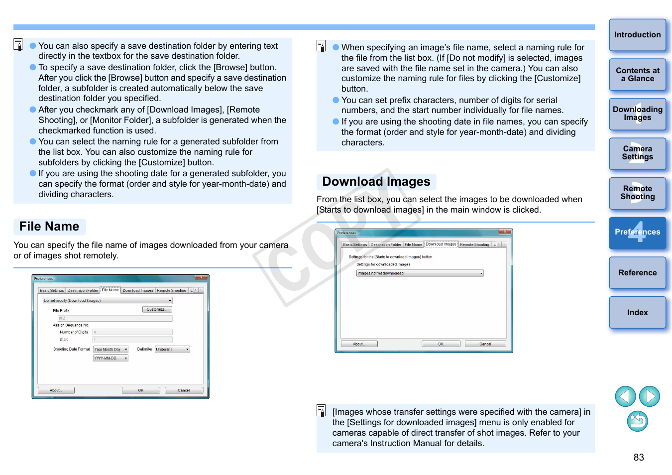 File name, Download images, Cop y | Canon EOS Rebel T5i 18-55mm IS STM Lens Kit User Manual | Page 84 / 110