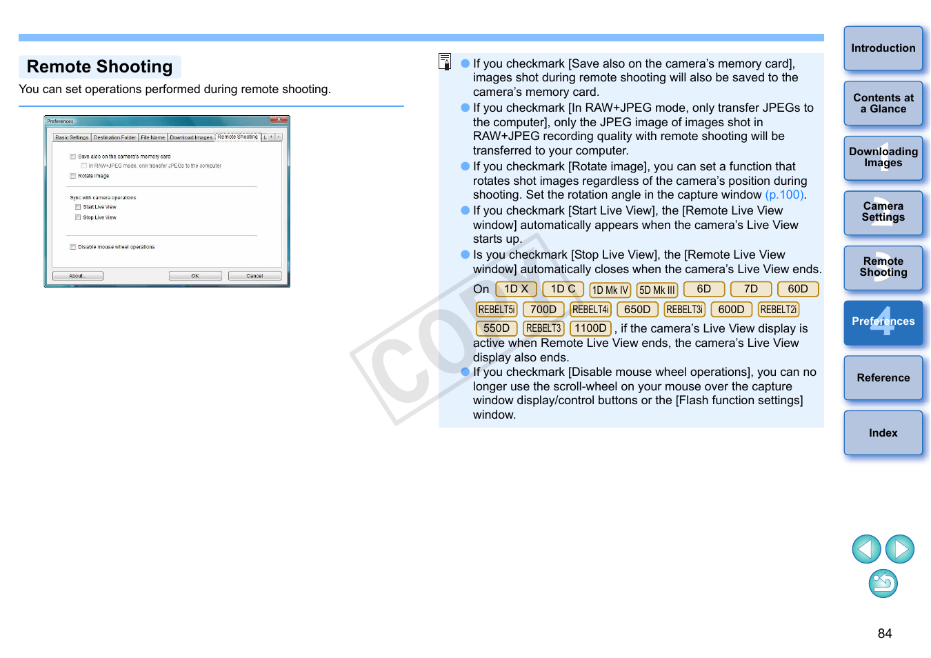 P.84), Remote shooting, Cop y | Canon EOS Rebel T5i 18-55mm IS STM Lens Kit User Manual | Page 85 / 110