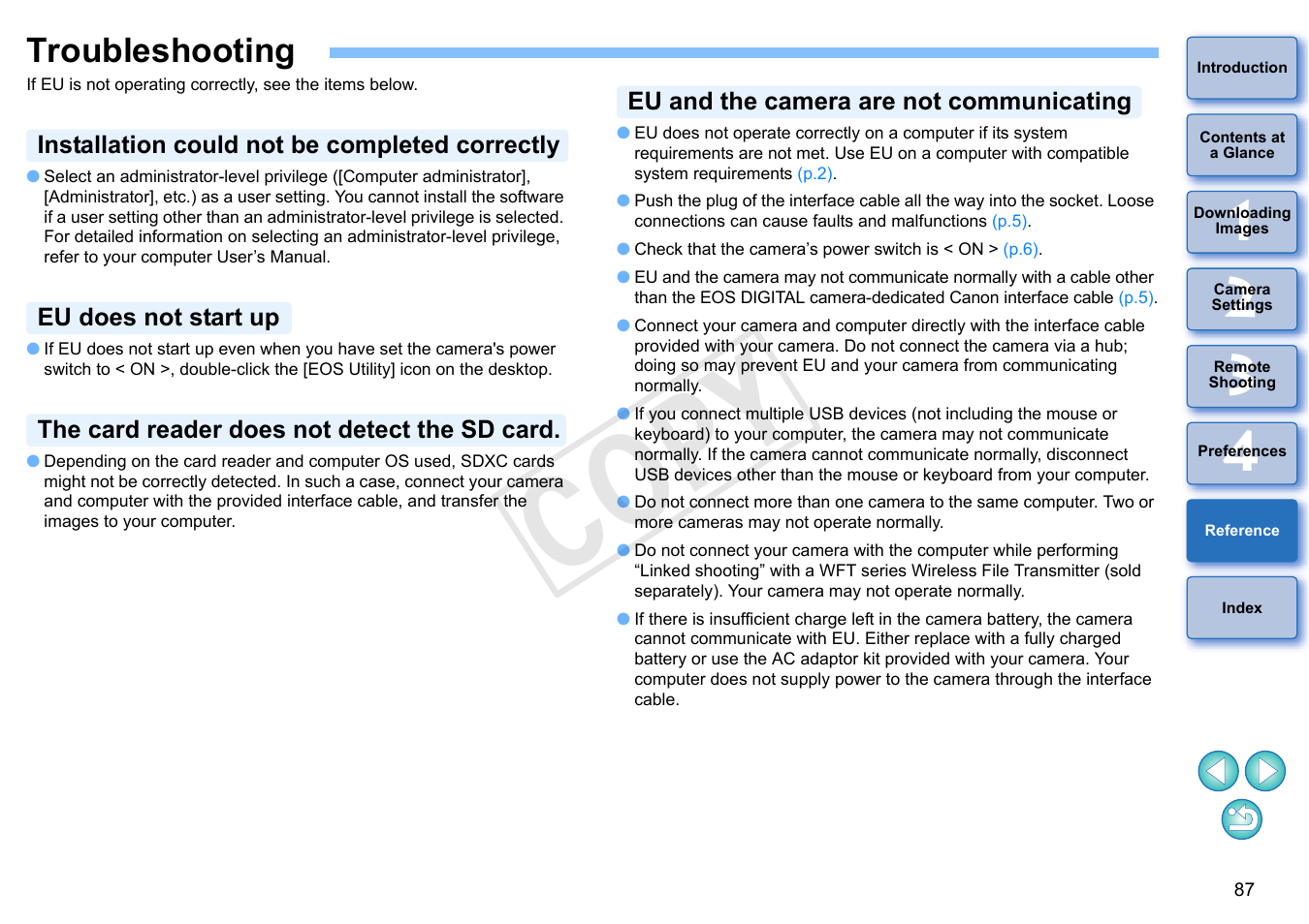 Troubleshooting, Cop y | Canon EOS Rebel T5i 18-55mm IS STM Lens Kit User Manual | Page 88 / 110