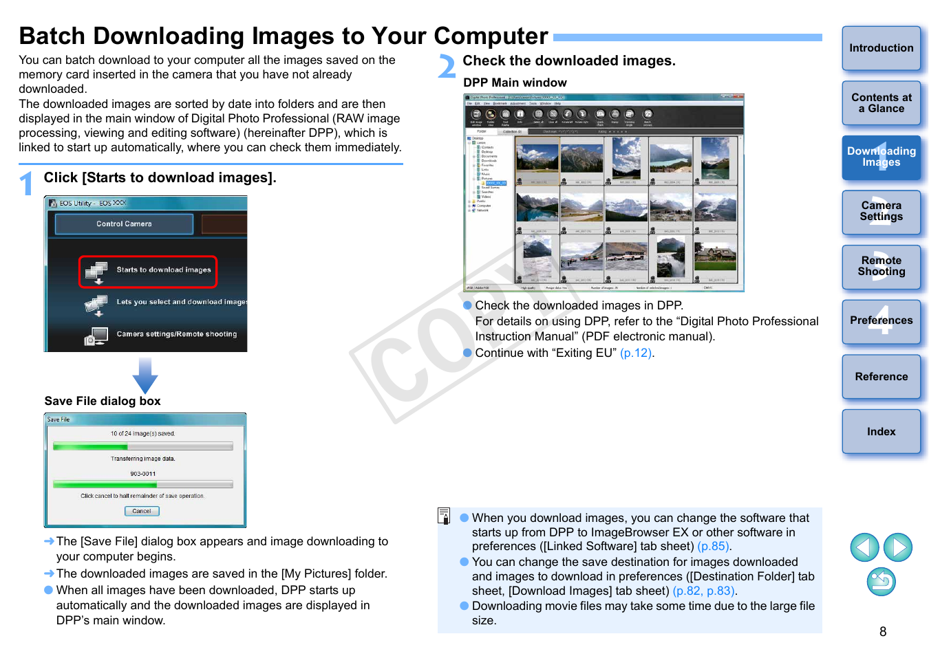 Batch downloading images to your computer, Cop y | Canon EOS Rebel T5i 18-55mm IS STM Lens Kit User Manual | Page 9 / 110