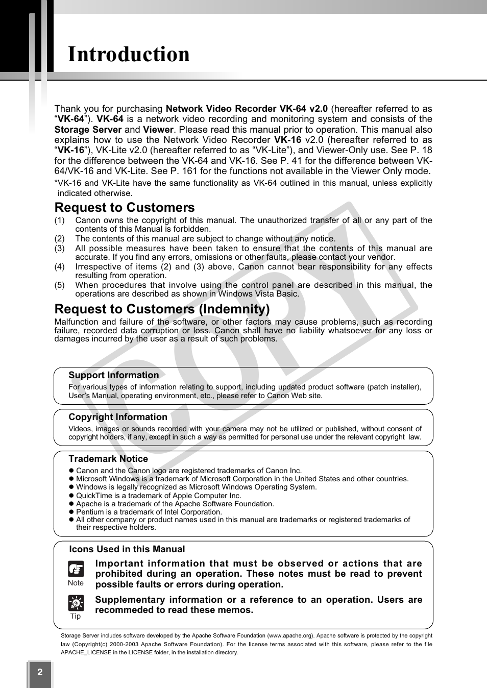 Cop y, Introduction | Canon VB-C60 User Manual | Page 2 / 302