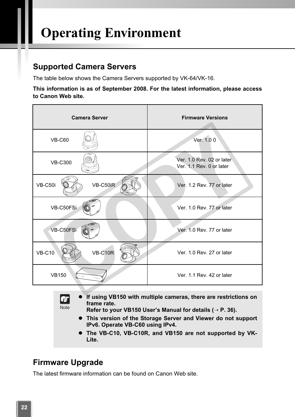 Cop y, Operating environment | Canon VB-C60 User Manual | Page 22 / 302