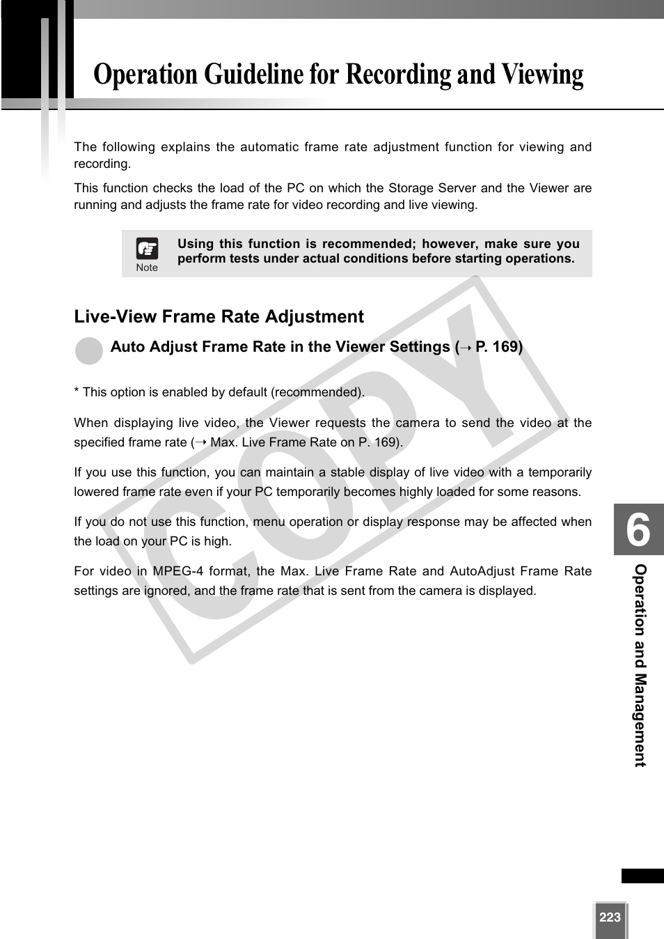 Cop y, Operation guideline for recording and viewing | Canon VB-C60 User Manual | Page 223 / 302