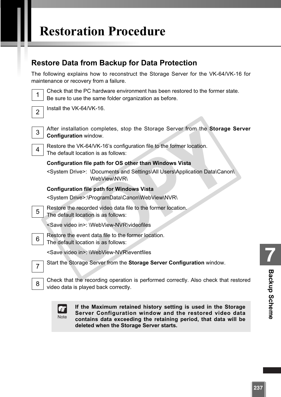 Cop y, Restoration procedure | Canon VB-C60 User Manual | Page 237 / 302