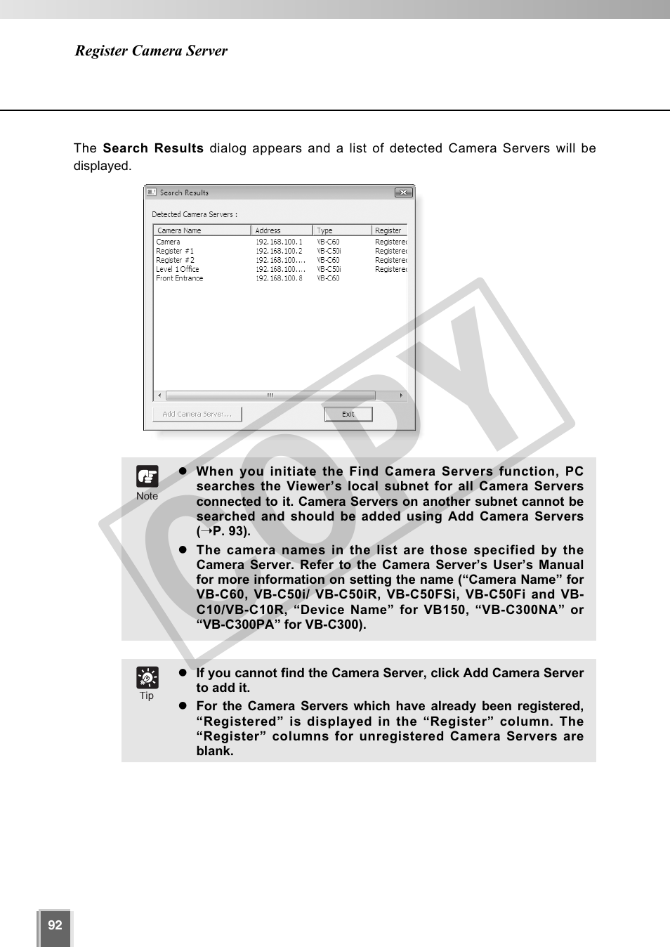 Cop y | Canon VB-C60 User Manual | Page 92 / 302