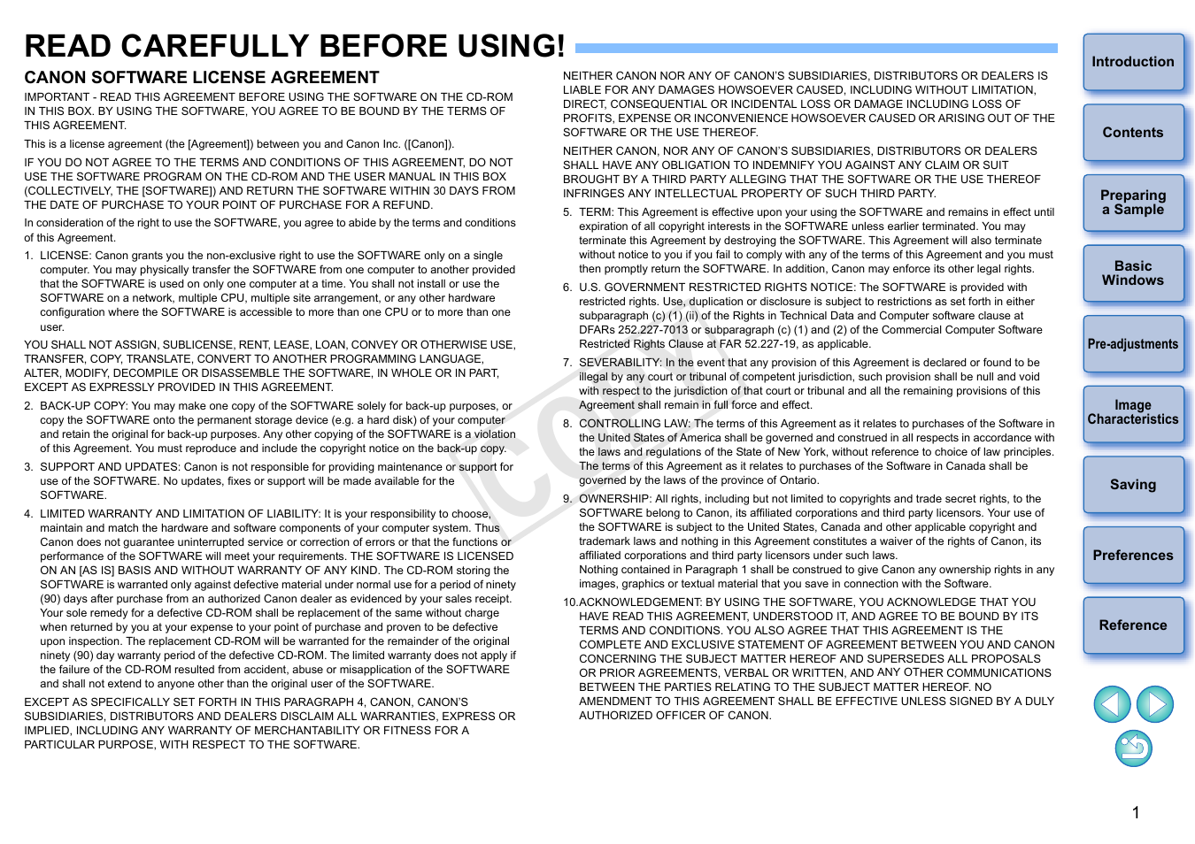 Read carefully before using, Cop y | Canon EOS Rebel SL1 18-55mm IS STM Lens Kit User Manual | Page 2 / 22