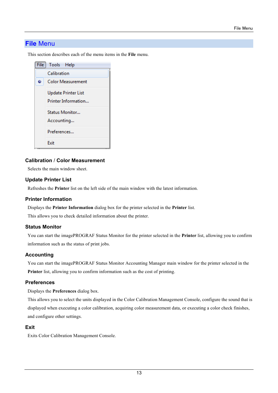 File menu, P.13) | Canon imagePROGRAF iPF6400 User Manual | Page 13 / 55