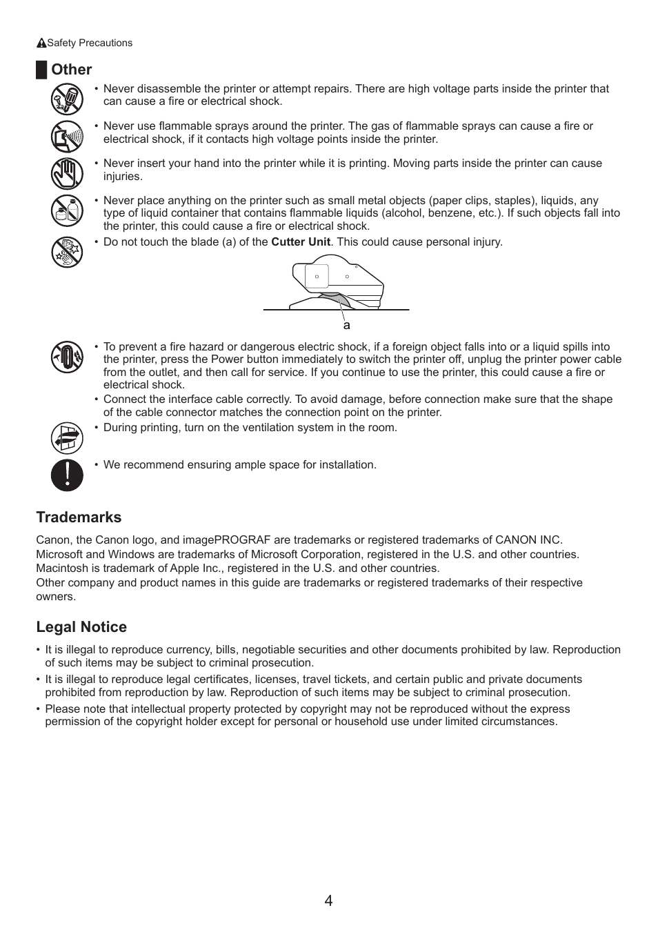 Other trademarks, Legal notice | Canon imagePROGRAF iPF825 User Manual | Page 4 / 48