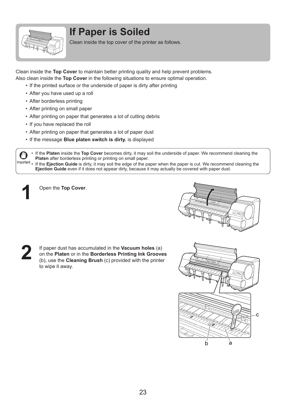 If paper is soiled | Canon imagePROGRAF iPF815 MFP M40 User Manual | Page 23 / 52