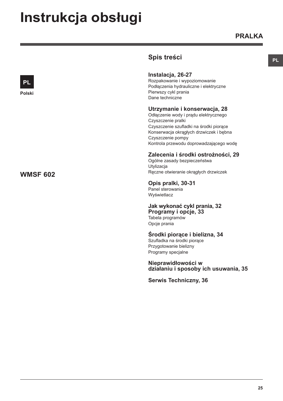 Hotpoint Ariston WMSF 602 User Manual | Page 25 / 84