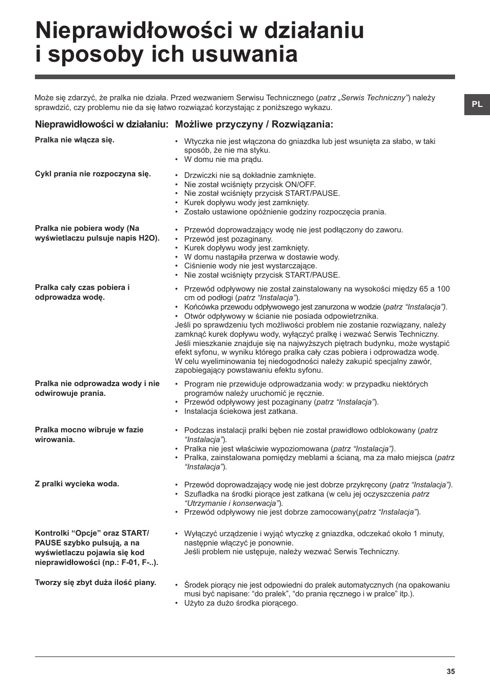 Hotpoint Ariston WMSF 602 User Manual | Page 35 / 84