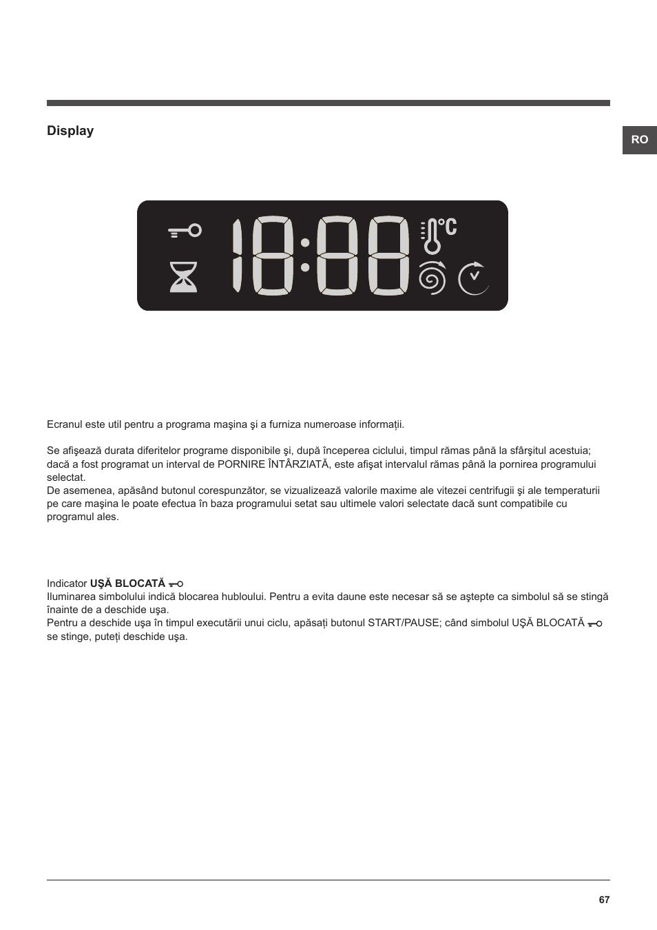 Display | Hotpoint Ariston WMSF 602 User Manual | Page 67 / 84