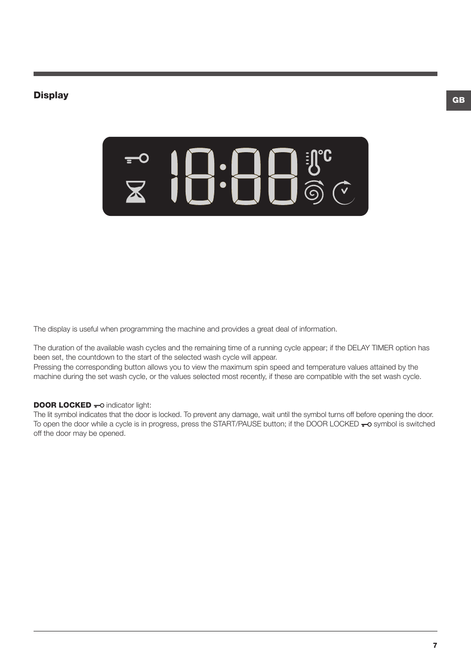 Display | Hotpoint Ariston WMSF 602 User Manual | Page 7 / 84