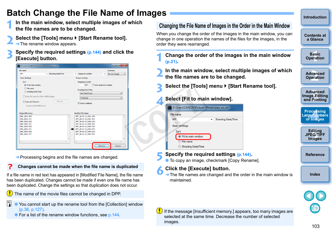 Batch change the file name of images, P.103), Cop y | Canon EOS Rebel T5i 18-55mm IS STM Lens Kit User Manual | Page 104 / 152