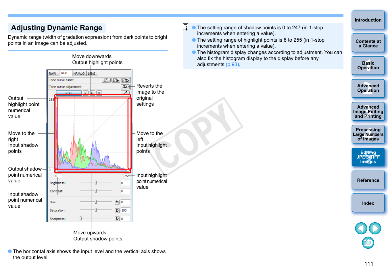 Adjusting dynamic range, Cop y | Canon EOS Rebel T5i 18-55mm IS STM Lens Kit User Manual | Page 112 / 152