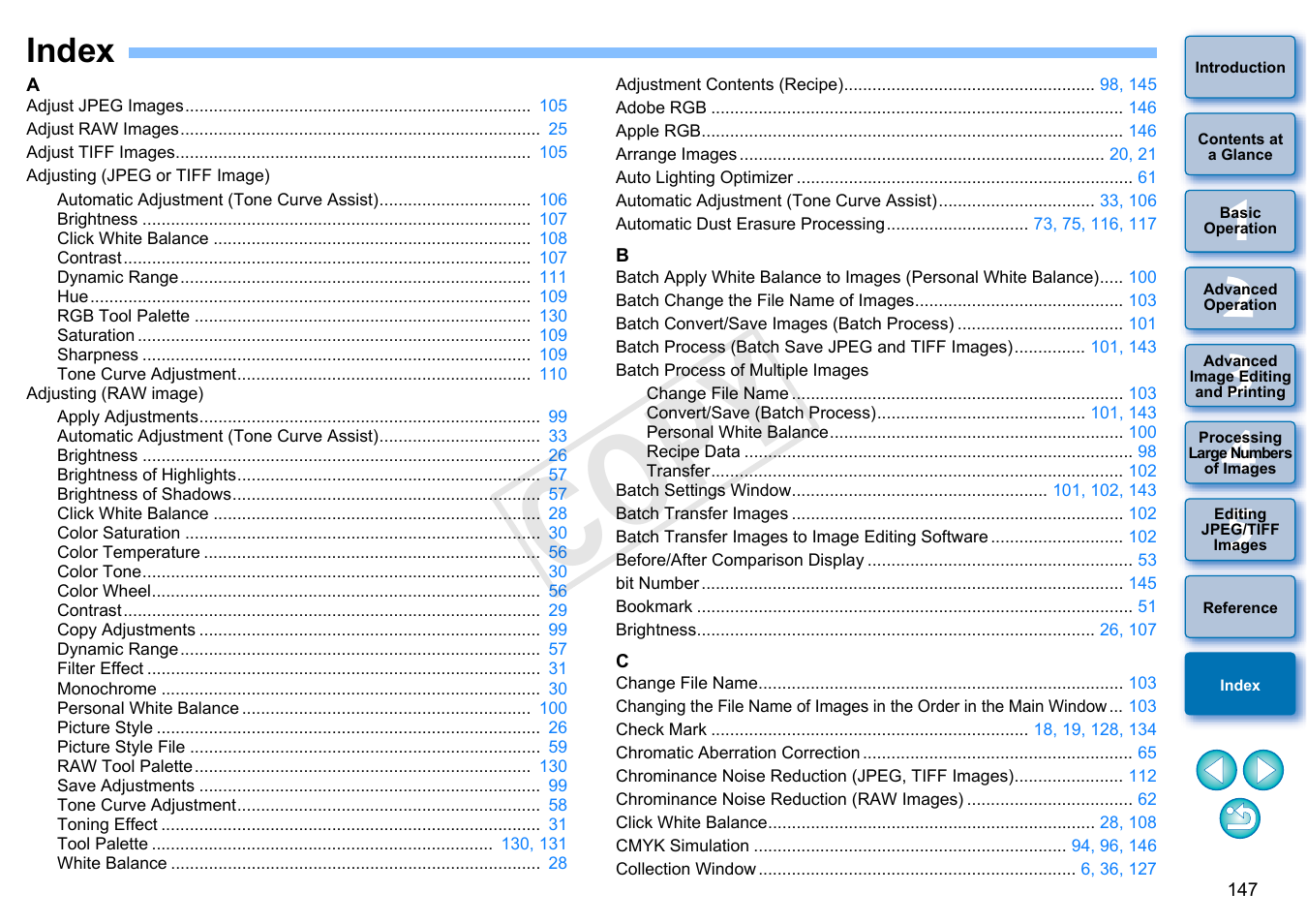Index, C op y | Canon EOS Rebel T5i 18-55mm IS STM Lens Kit User Manual | Page 148 / 152