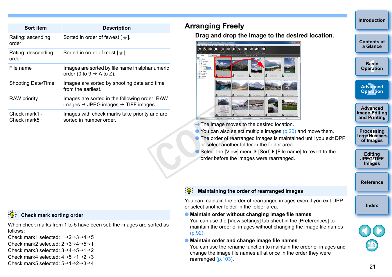 Arranging freely, Cop y | Canon EOS Rebel T5i 18-55mm IS STM Lens Kit User Manual | Page 22 / 152