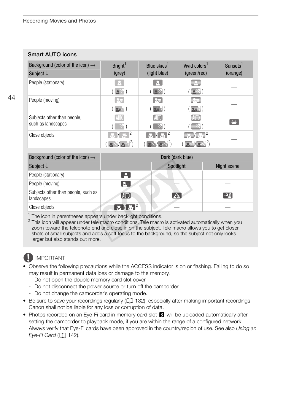 Cop y | Canon XA10 User Manual | Page 44 / 191