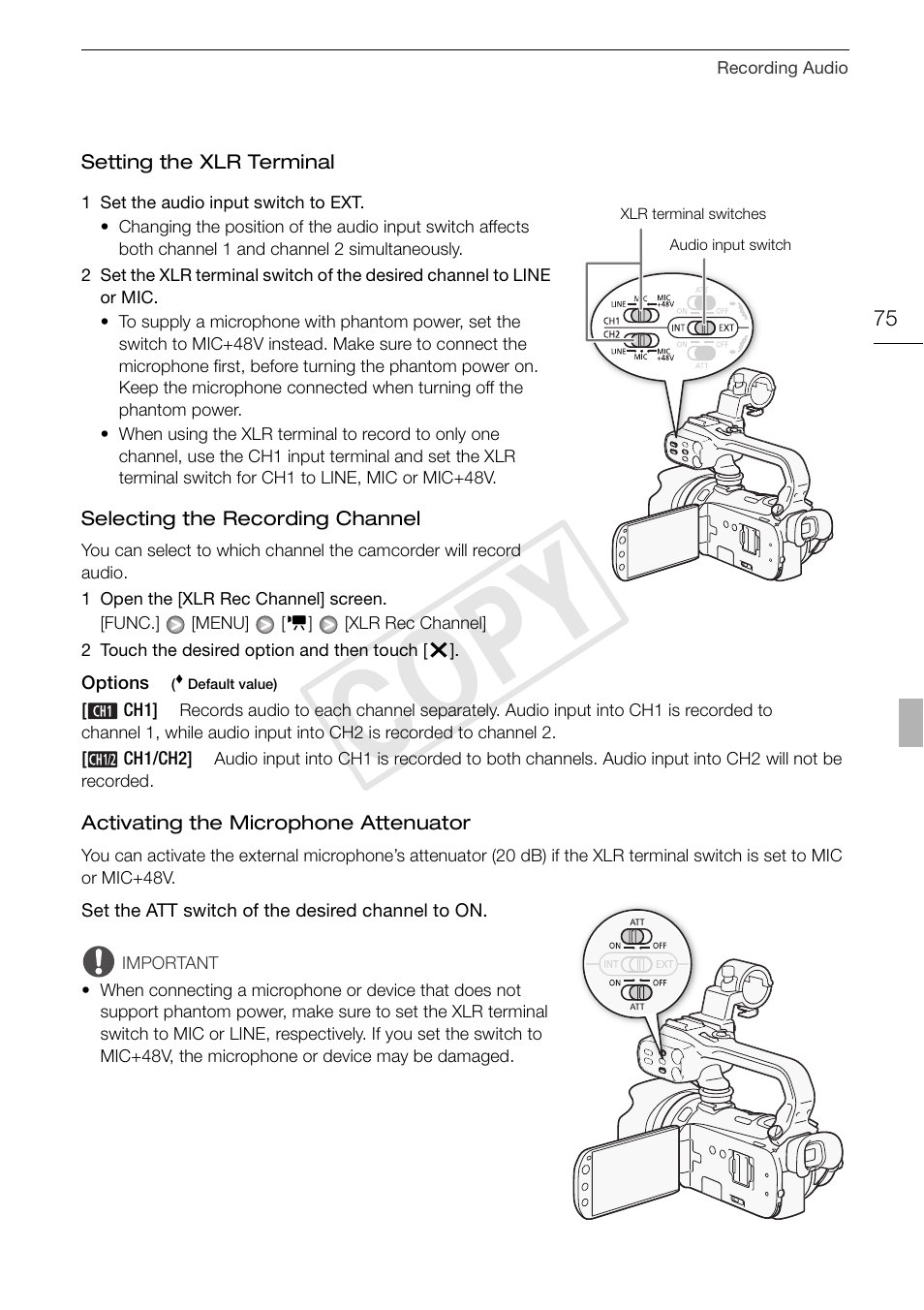 Cop y | Canon XA10 User Manual | Page 75 / 191