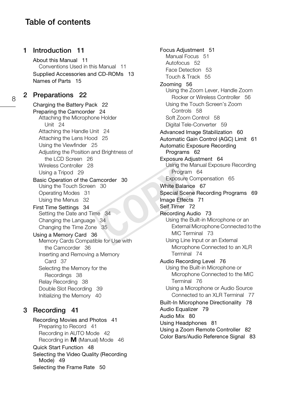 Canon XA10 User Manual | Page 8 / 191