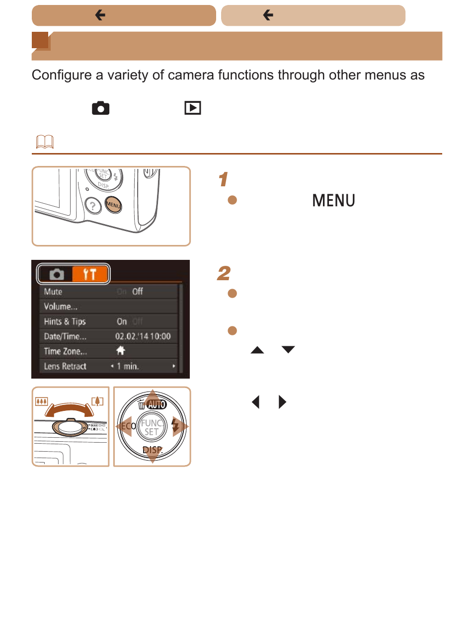 Using menus | Canon PowerShot ELPH 140 IS User Manual | Page 42 / 222