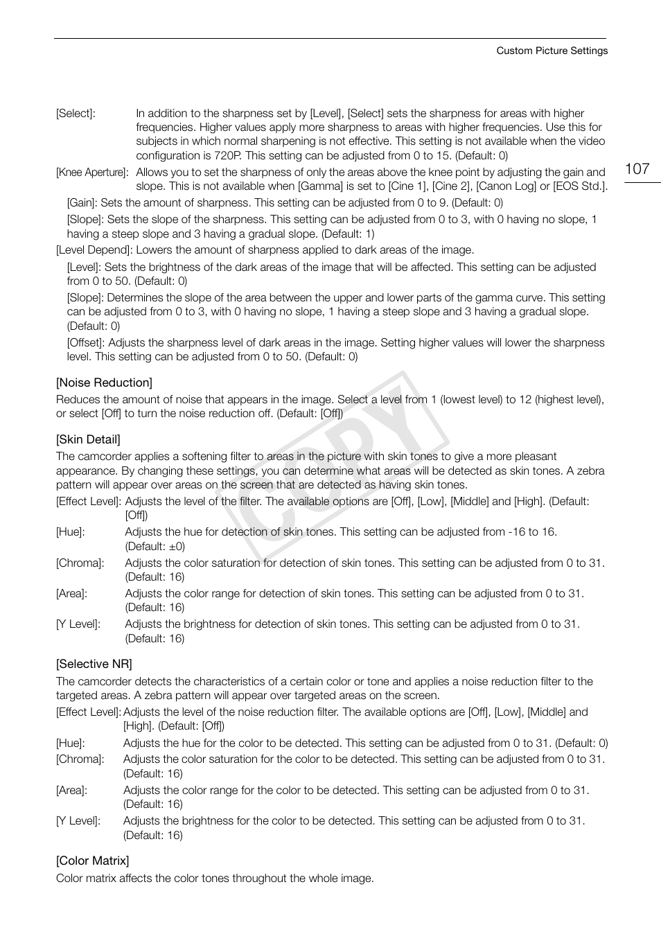 Cop y | Canon EOS C300 PL User Manual | Page 107 / 186