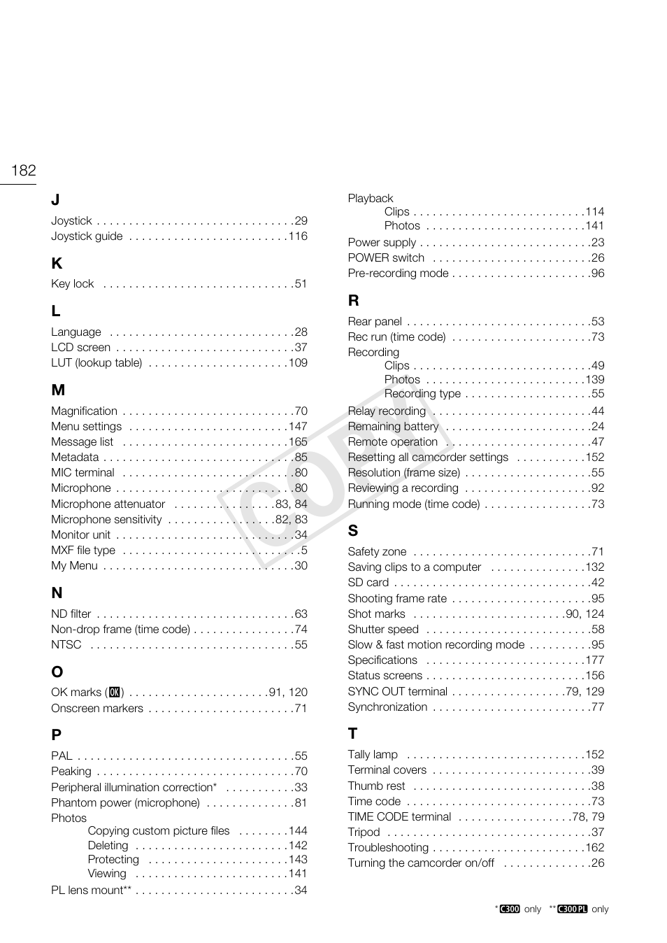 C op y | Canon EOS C300 PL User Manual | Page 182 / 186