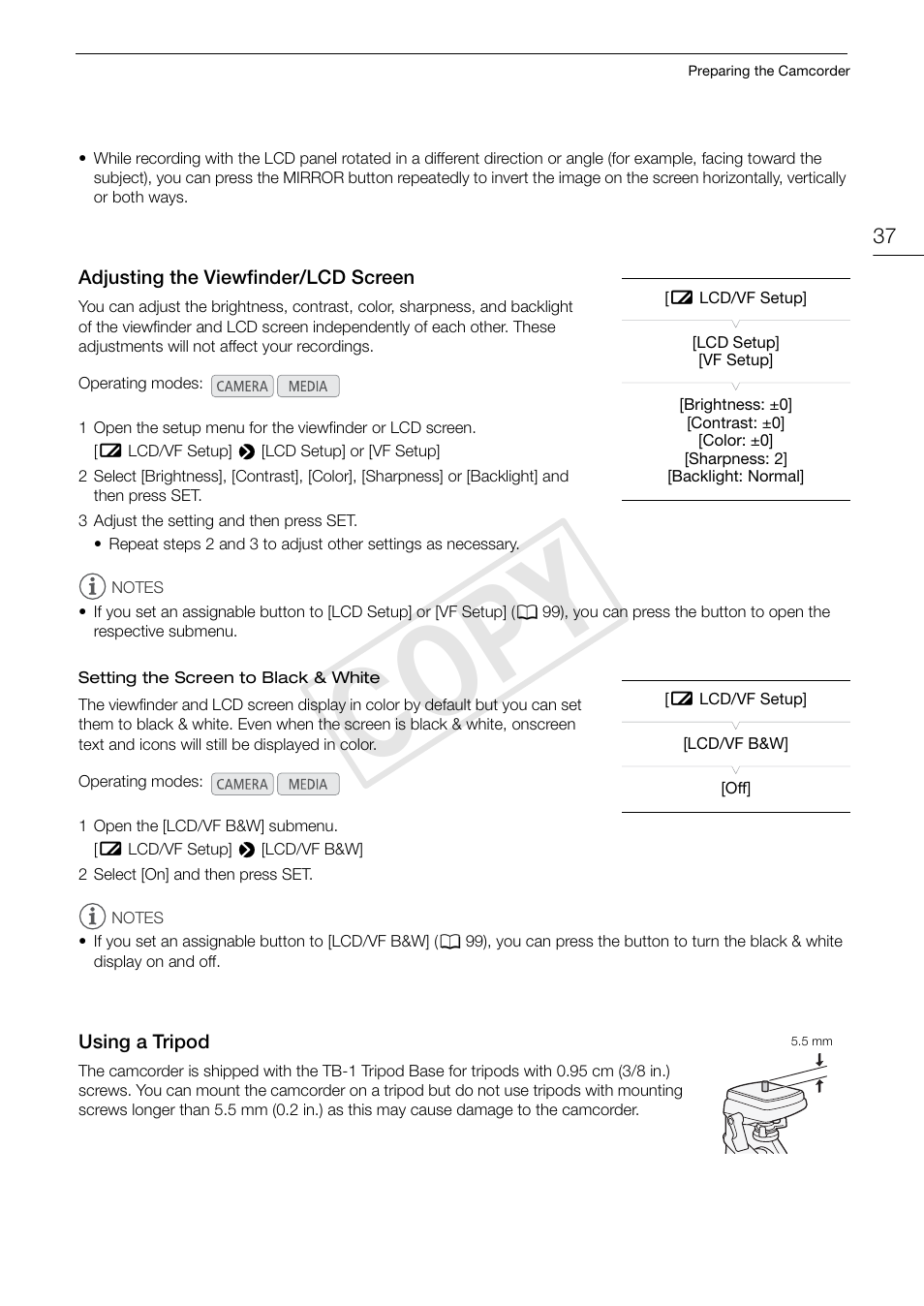 Cop y | Canon EOS C300 PL User Manual | Page 37 / 186