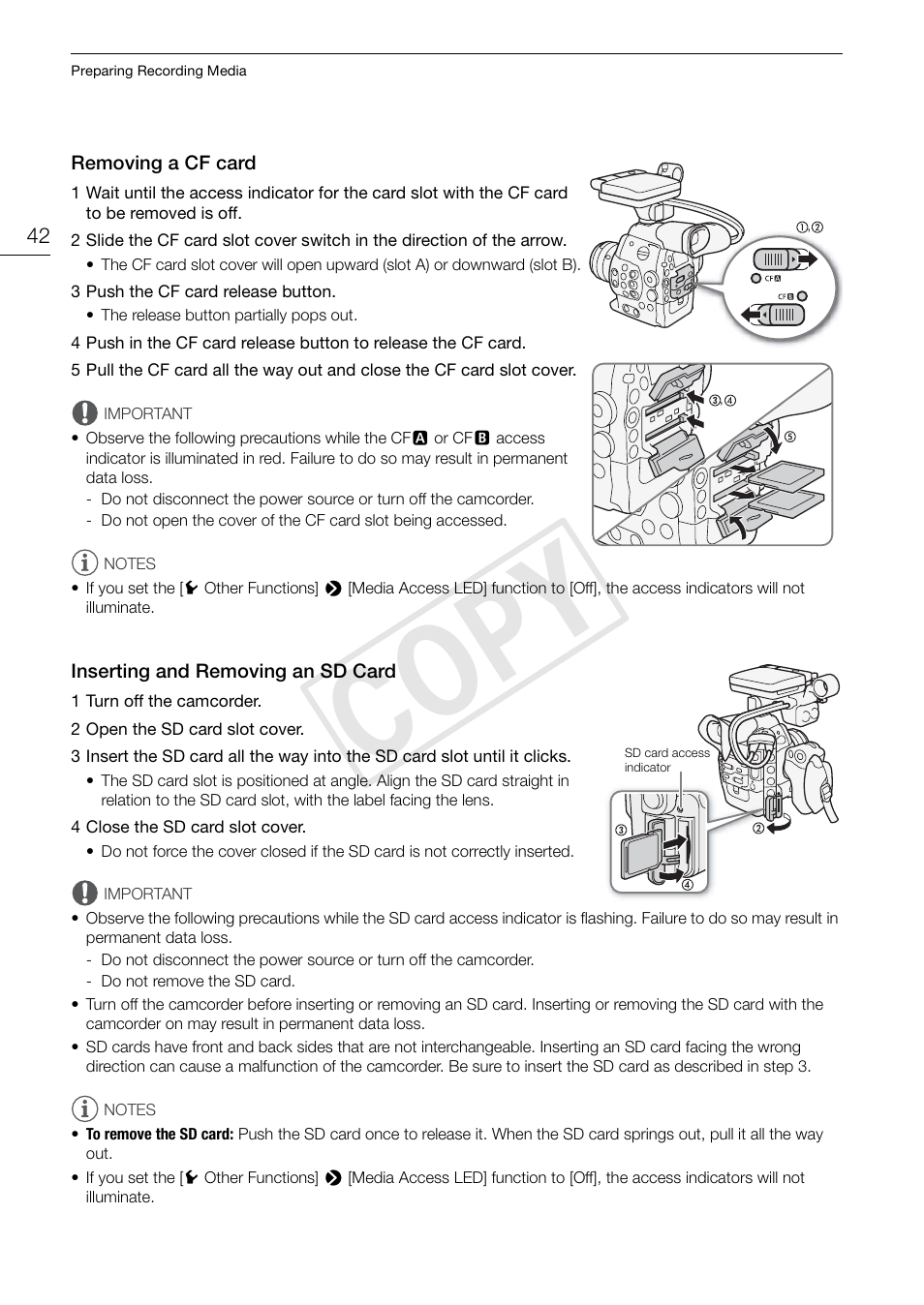 Cop y | Canon EOS C300 PL User Manual | Page 42 / 186