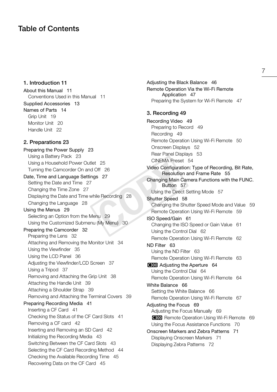 Canon EOS C300 PL User Manual | Page 7 / 186