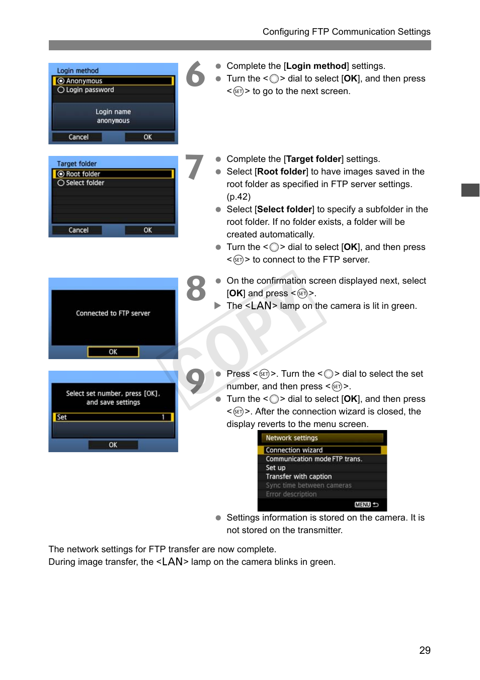 Cop y | Canon Wireless Transmitter WFT-E6A User Manual | Page 29 / 126