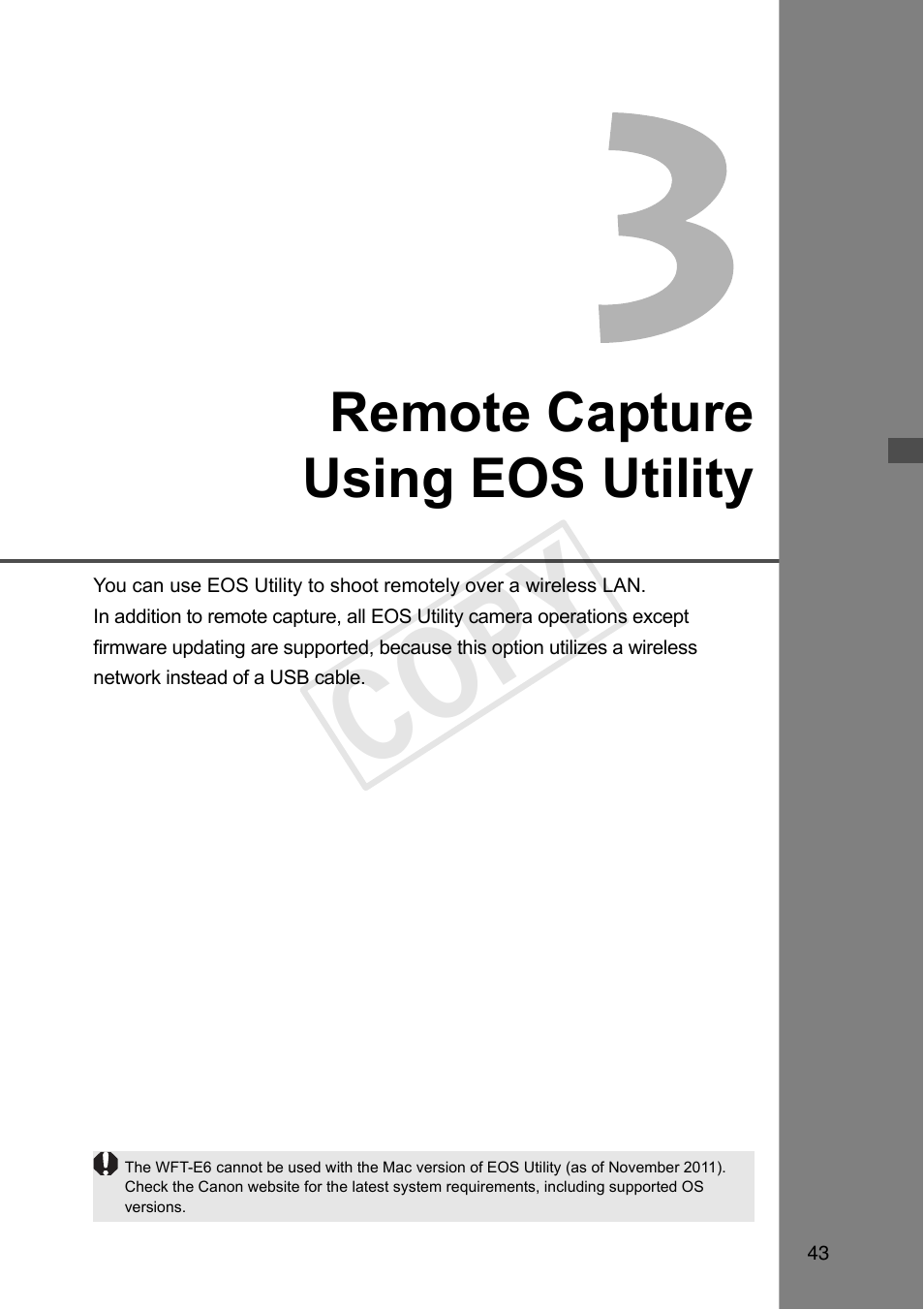 Remote capture using eos utility, 3 remote capture using eos utility, P.43) | Age 43, p, Cop y | Canon Wireless Transmitter WFT-E6A User Manual | Page 43 / 126