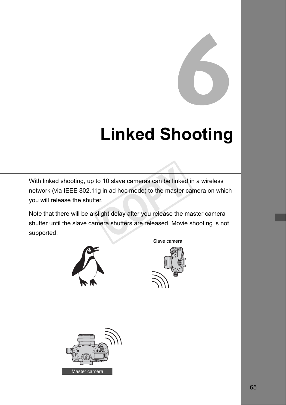 Linked shooting, 6 linked shooting, P.65) | E 65. no, Cop y | Canon Wireless Transmitter WFT-E6A User Manual | Page 65 / 126