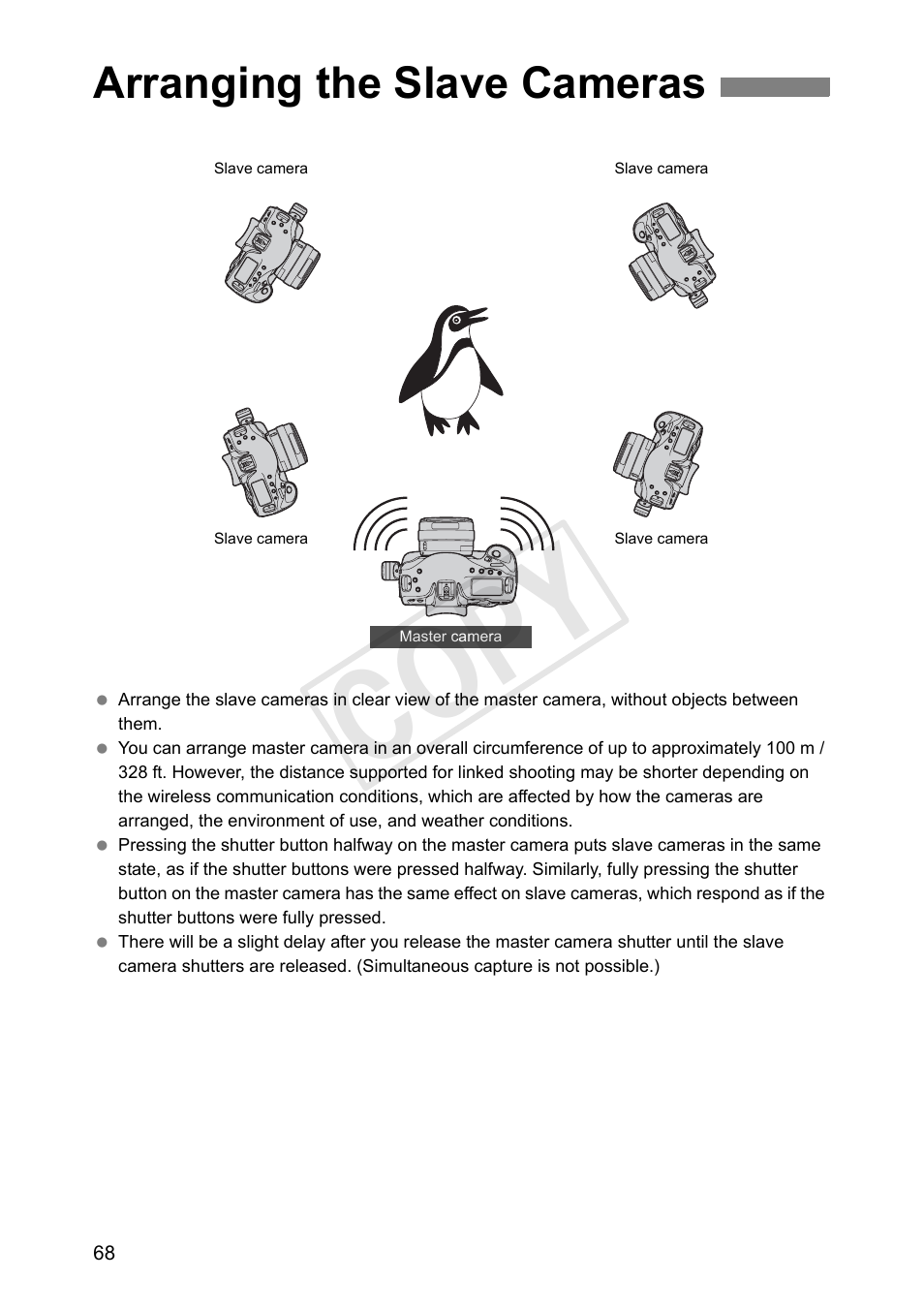 Arranging the slave cameras, Cop y | Canon Wireless Transmitter WFT-E6A User Manual | Page 68 / 126