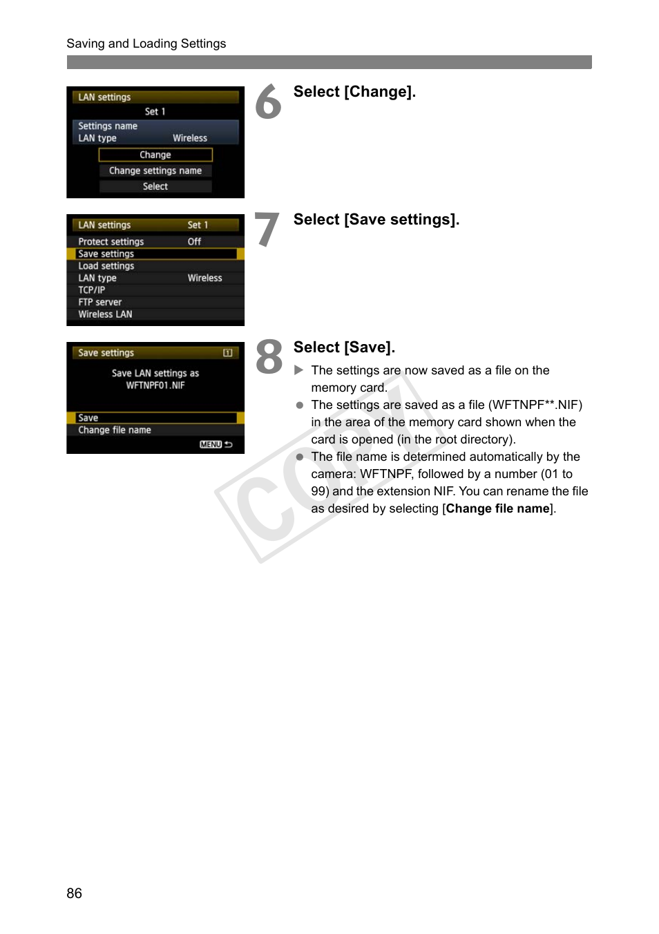 Cop y | Canon Wireless Transmitter WFT-E6A User Manual | Page 86 / 126