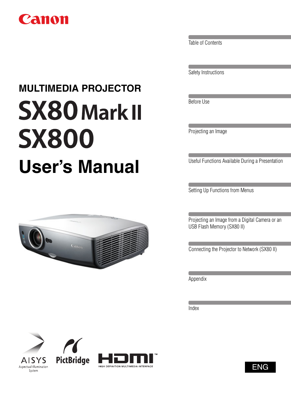 Canon REALiS SX80 Mark II D User Manual | 168 pages