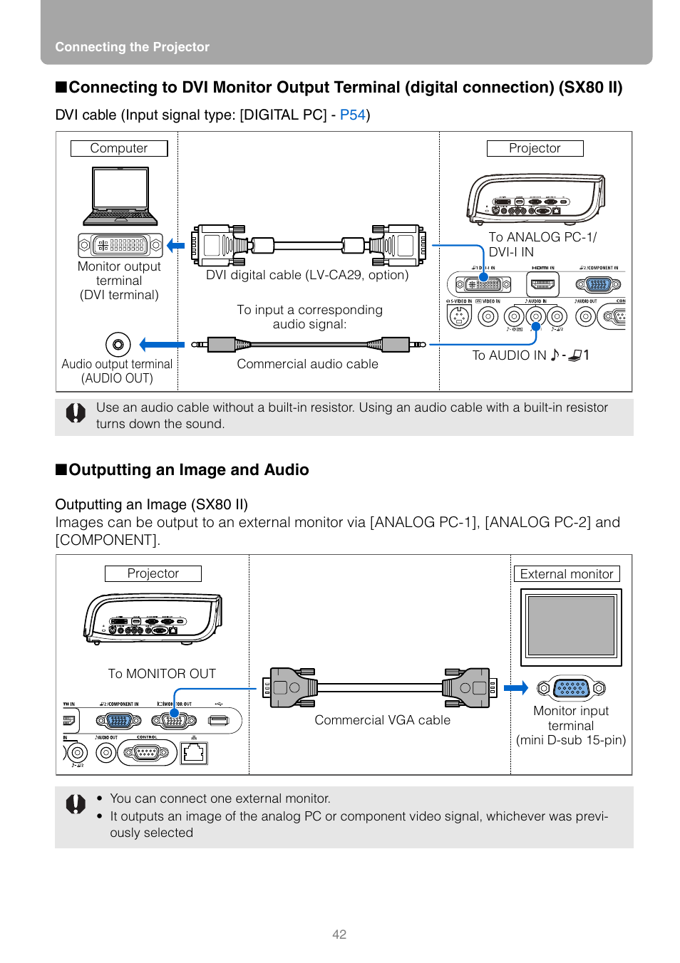 Outputting an image and audio | Canon REALiS SX80 Mark II D User Manual | Page 42 / 168
