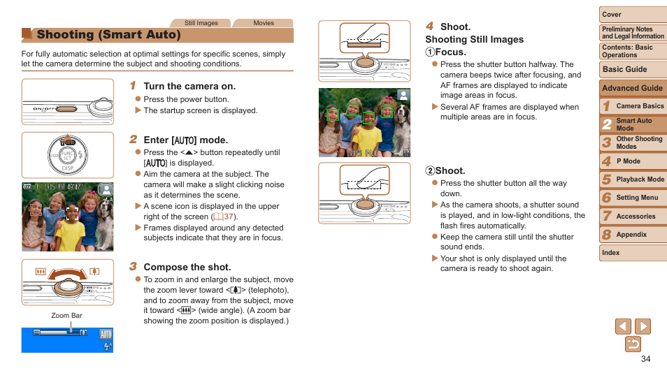 Shooting (smart auto) | Canon PowerShot A2600 User Manual | Page 34 / 124