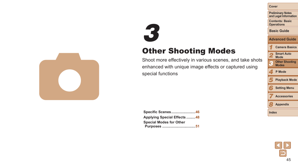 Other shooting modes | Canon PowerShot A2600 User Manual | Page 45 / 124