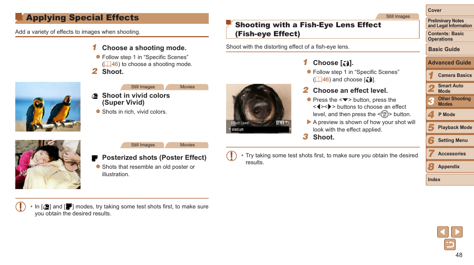 Applying special effects | Canon PowerShot A2600 User Manual | Page 48 / 124