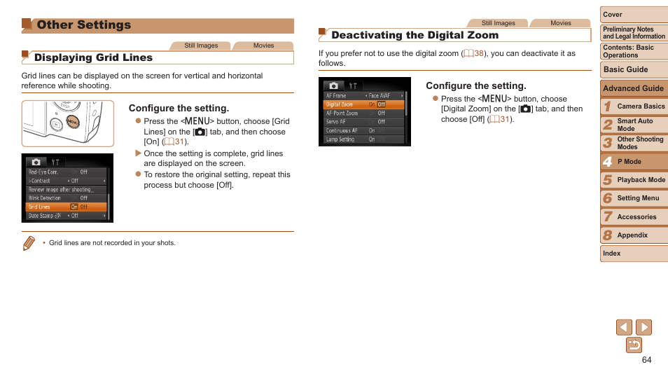 Other settings | Canon PowerShot A2600 User Manual | Page 64 / 124