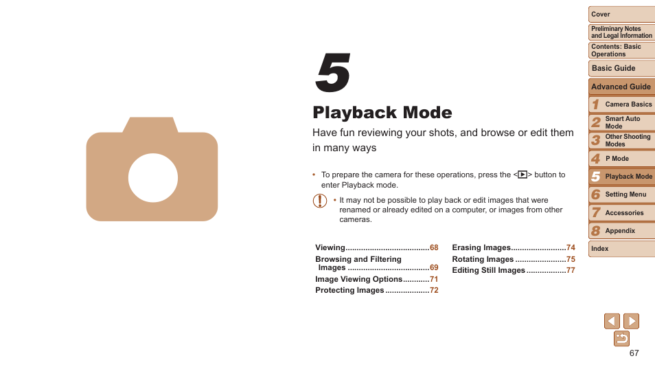 Playback mode | Canon PowerShot A2600 User Manual | Page 67 / 124