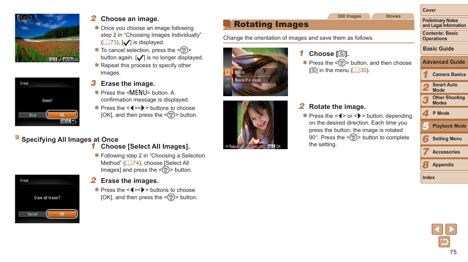 Rotating images | Canon PowerShot A2600 User Manual | Page 75 / 124