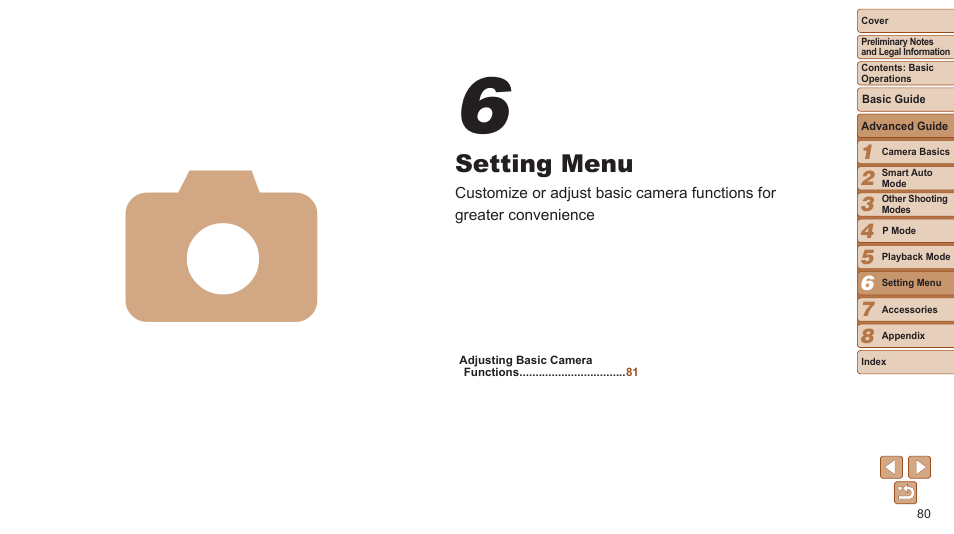 Setting menu | Canon PowerShot A2600 User Manual | Page 80 / 124