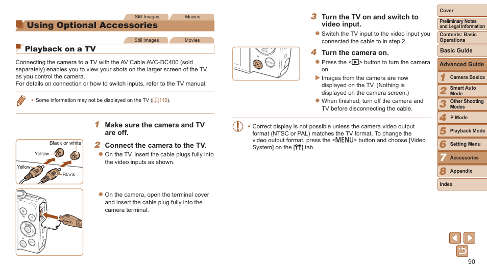 Using optional accessories, Ideo system | Canon PowerShot A2600 User Manual | Page 90 / 124