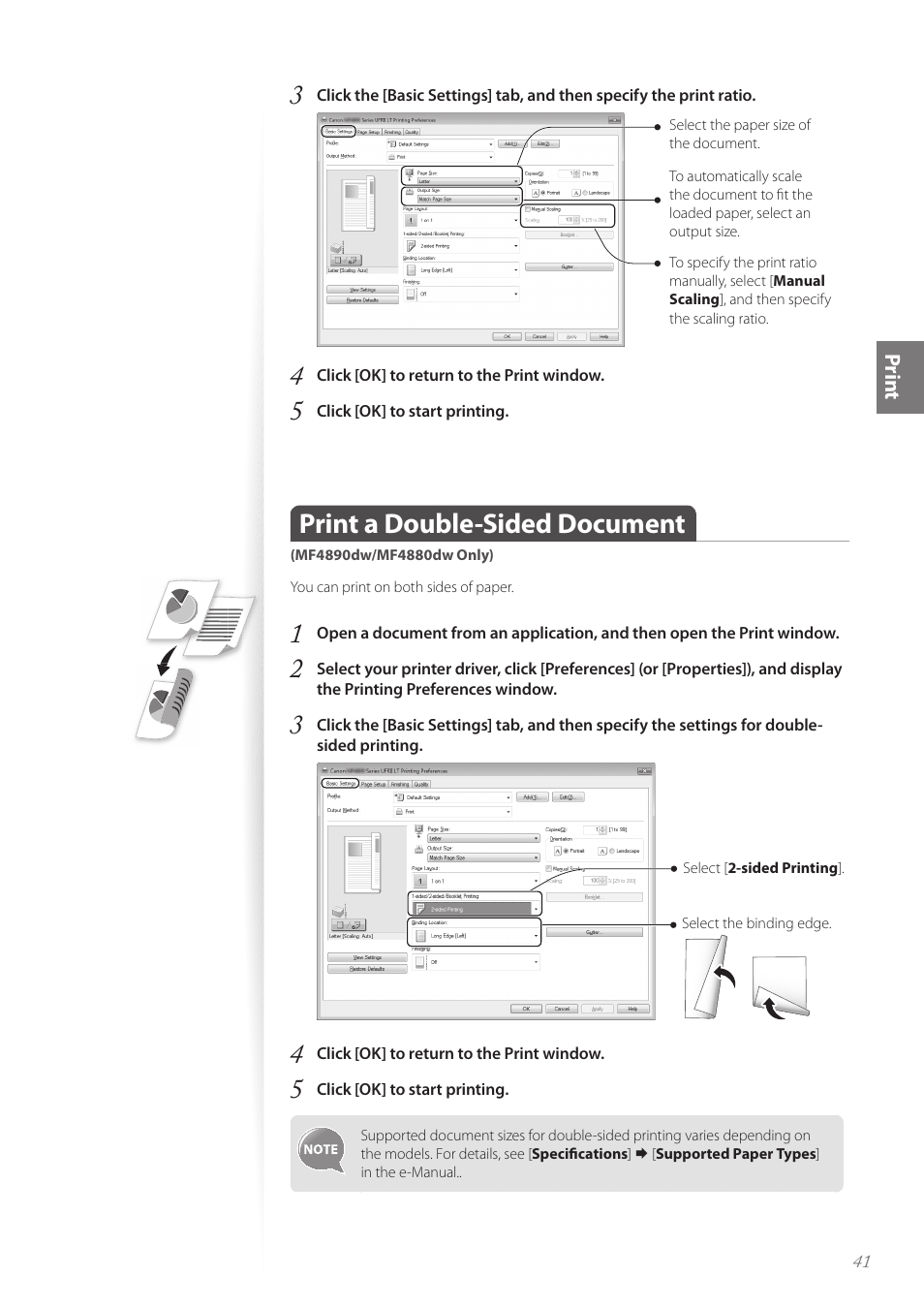 Print a double-sided document | Canon imageCLASS MF4890dw User Manual | Page 41 / 116