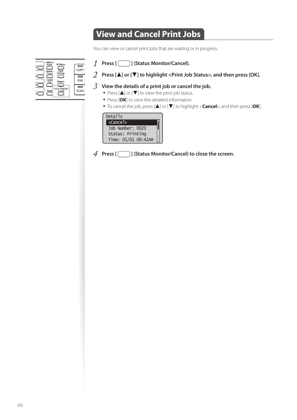 View and cancel print jobs, View and cancel print jobs …………………………………………… 46, P.46 | Canon imageCLASS MF4890dw User Manual | Page 46 / 116
