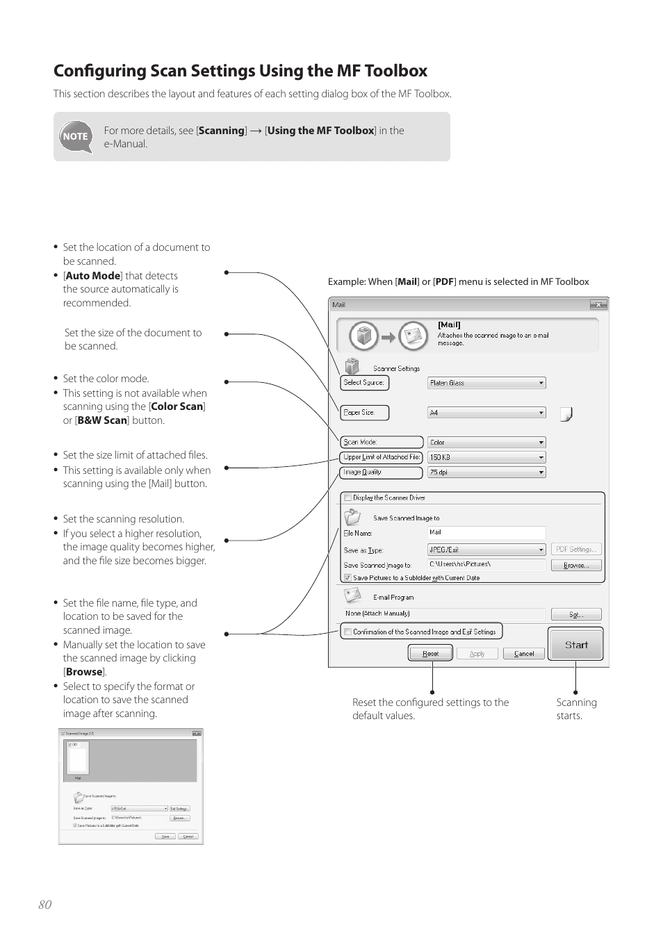 Configuring scan settings using the mf toolbox, Confi guring scan settings using the mf toolbox | Canon imageCLASS MF4890dw User Manual | Page 80 / 116