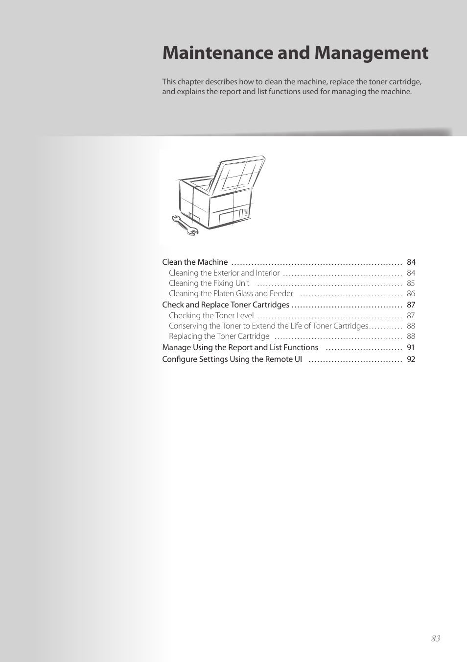 Maintenance and management | Canon imageCLASS MF4890dw User Manual | Page 83 / 116